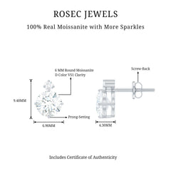 Simple Round Moissanite Stud Earrings