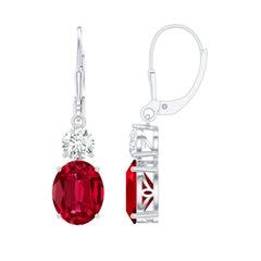 8 Carat Lab Created Ruby Drop Earrings with Certificate
