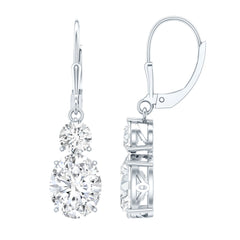 Certified Cubic Zirconia Hoop Drop Earrings with Lever Back