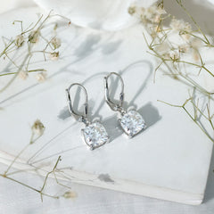 Certified 6 Carat Cushion Cut Moissanite Drop Earrings