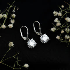 Certified 6 Carat Cushion Cut Moissanite Drop Earrings