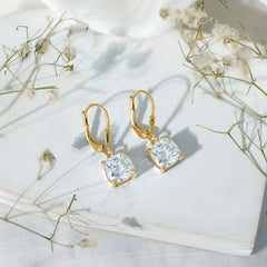 Certified 6 Carat Cushion Cut Moissanite Drop Earrings