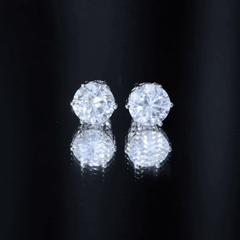 8 Carat Round Moissanite Solitaire Stud Earrings in Claw Setting