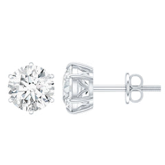 8 Carat Round Moissanite Solitaire Stud Earrings in Claw Setting