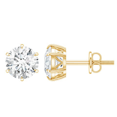 8 Carat Round Moissanite Solitaire Stud Earrings in Claw Setting
