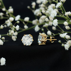 8 Carat Round Moissanite Solitaire Stud Earrings in Claw Setting