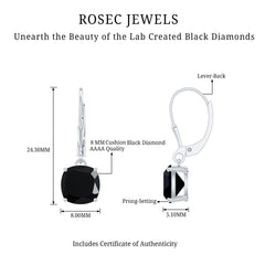 Lab Created Black Diamond Drop Earrings with Lever Back