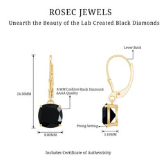 Lab Created Black Diamond Drop Earrings with Lever Back