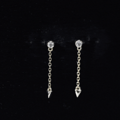 Certified Bezel Set Lab Grown Diamond Long Chain Earrings