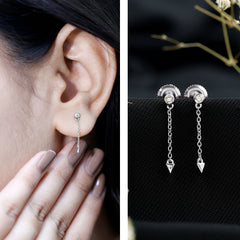 Certified Bezel Set Lab Grown Diamond Long Chain Earrings