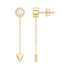 Certified Bezel Set Lab Grown Diamond Long Chain Earrings