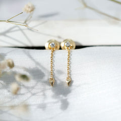 Certified Bezel Set Lab Grown Diamond Long Chain Earrings