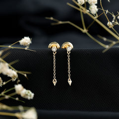 Certified Bezel Set Lab Grown Diamond Long Chain Earrings