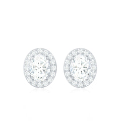 Halo Diamond Earrings With Screw Back