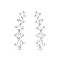 Graduated Style Diamond Climber Earrings