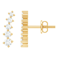 Graduated Style Diamond Climber Earrings