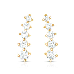 Graduated Style Diamond Climber Earrings
