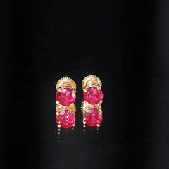Round Lab Created Ruby Solitaire Stud Earrings