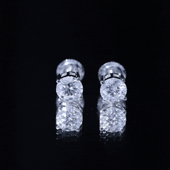 2 Carat Moissanite Solitaire Stud Earrings in Silver