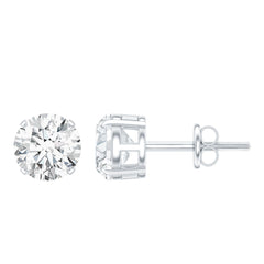 2 Carat Moissanite Solitaire Stud Earrings in Silver