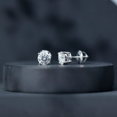 2 Carat Moissanite Solitaire Stud Earrings in Silver