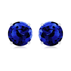 Womens Lab Created Blue Sapphire Solitaire Stud Earrings