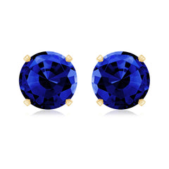 Womens Lab Created Blue Sapphire Solitaire Stud Earrings