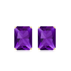 2.8 Carat Emerald Cut Amethyst Solitaire Stud Earrings