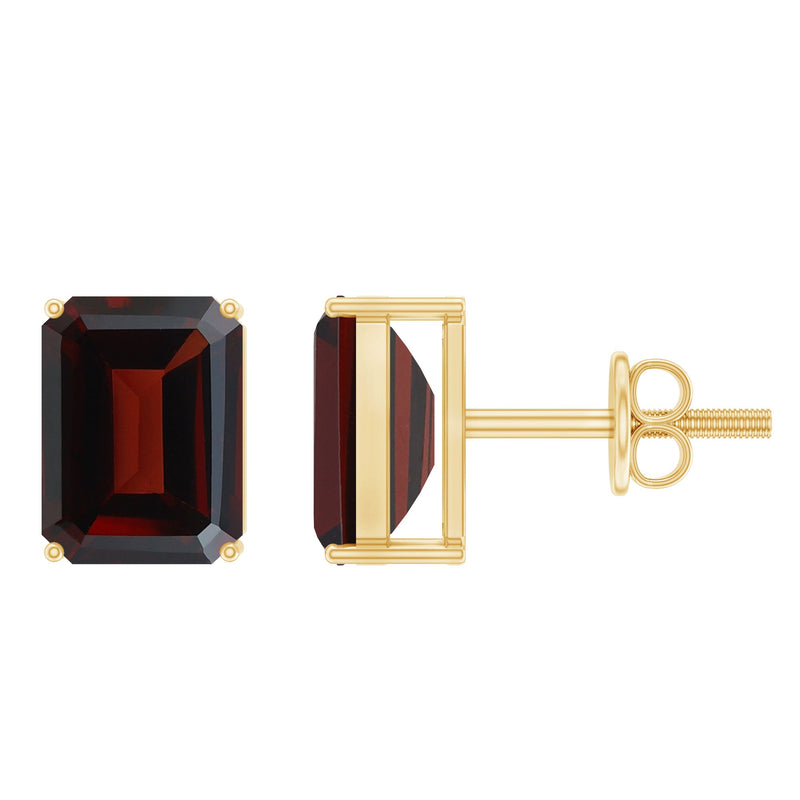 Real 4.32 Carat Emerald Cut Garnet Stud Earrings with Screw on Backs