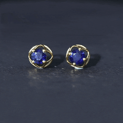 Blue Sapphire Solitaire Vintage Stud Earrings