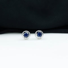 Blue Sapphire Solitaire Vintage Stud Earrings