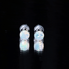 October Birthstone Ethiopian Opal Solitaire Stud Earring