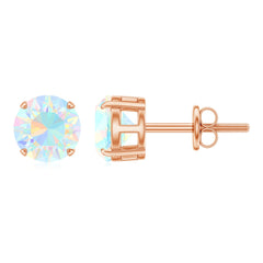 October Birthstone Ethiopian Opal Solitaire Stud Earring