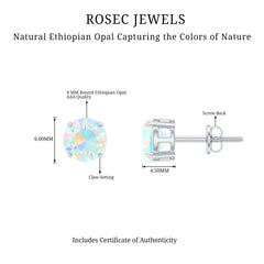 1.6 Carat Solitaire Ethiopian Opal Stud Earrings in Silver