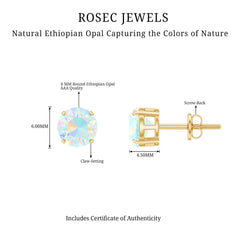 October Birthstone Ethiopian Opal Solitaire Stud Earring