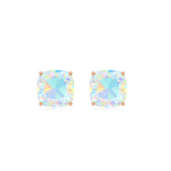 3 Carat Cushion Cut Ethiopian Opal Solitaire Stud Earrings