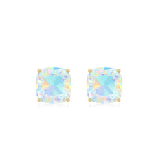 3 Carat Cushion Cut Ethiopian Opal Solitaire Stud Earrings