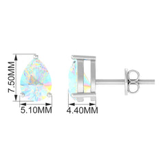 Pear Cut Ethiopian Opal Solitaire Stud Earrings in Gold