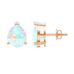 Pear Cut Ethiopian Opal Solitaire Stud Earrings
