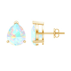 Pear Cut Ethiopian Opal Solitaire Stud Earrings