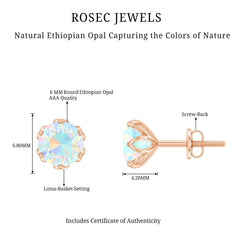 Natural 6mm Opalescent Earrings with Screw Back