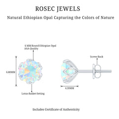 Natural 6mm Opalescent Earrings with Screw Back