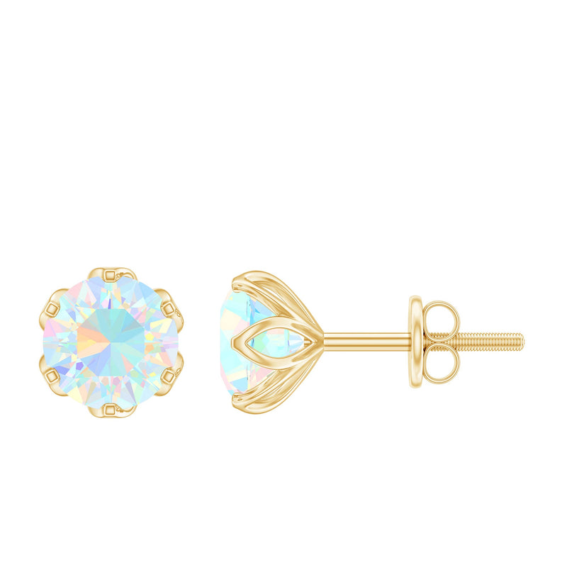 Natural 6mm Opalescent Earrings with Screw Back