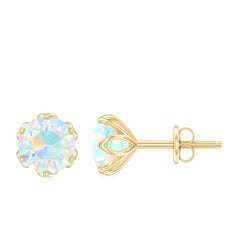 Natural 6mm Opalescent Earrings with Screw Back