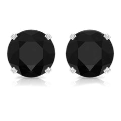 Genuine Black Onyx Diamond Stud Earrings with Certificate
