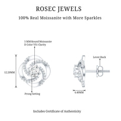 1 CT Round Shape Moissanite Swirl Stud Earrings