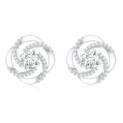 1 CT Round Shape Moissanite Swirl Stud Earrings