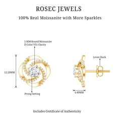 1 CT Round Shape Moissanite Swirl Stud Earrings