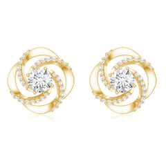 1 CT Round Shape Moissanite Swirl Stud Earrings