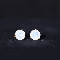 8MM Ethiopian Opal Solitaire Stud Earrings in Double Prong Setting